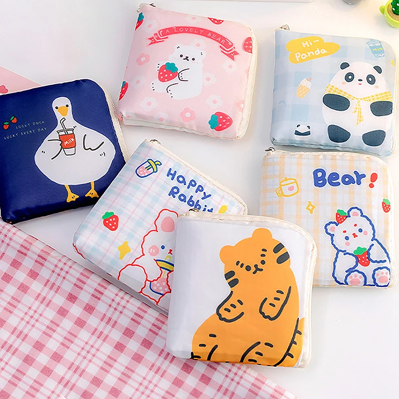 Small Storage Bag Cartoon Sanitary Napkin Bag Women Pouch Napkin Cosmetic Bags Organizer Ladies MakeupBag Girls Hygiene Pad Bags