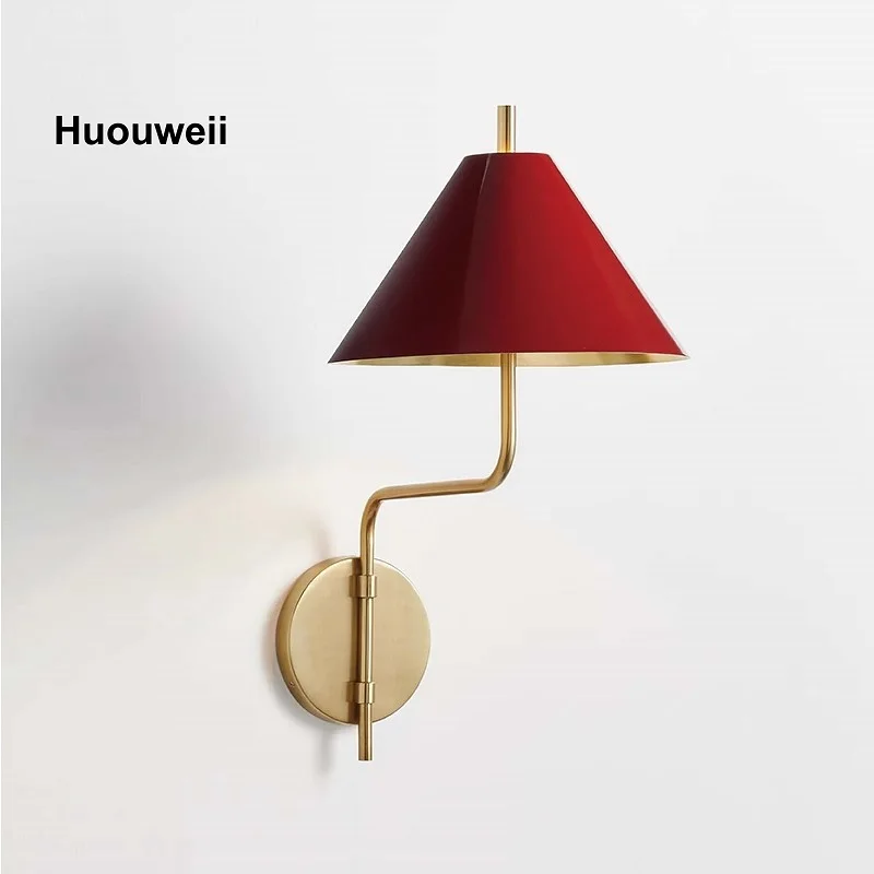 Simple Bedroom Bedside Red Wall Lamp Retro Living Room Dining Room LED Lamp Interior Background Atmosphere Wall Lamp