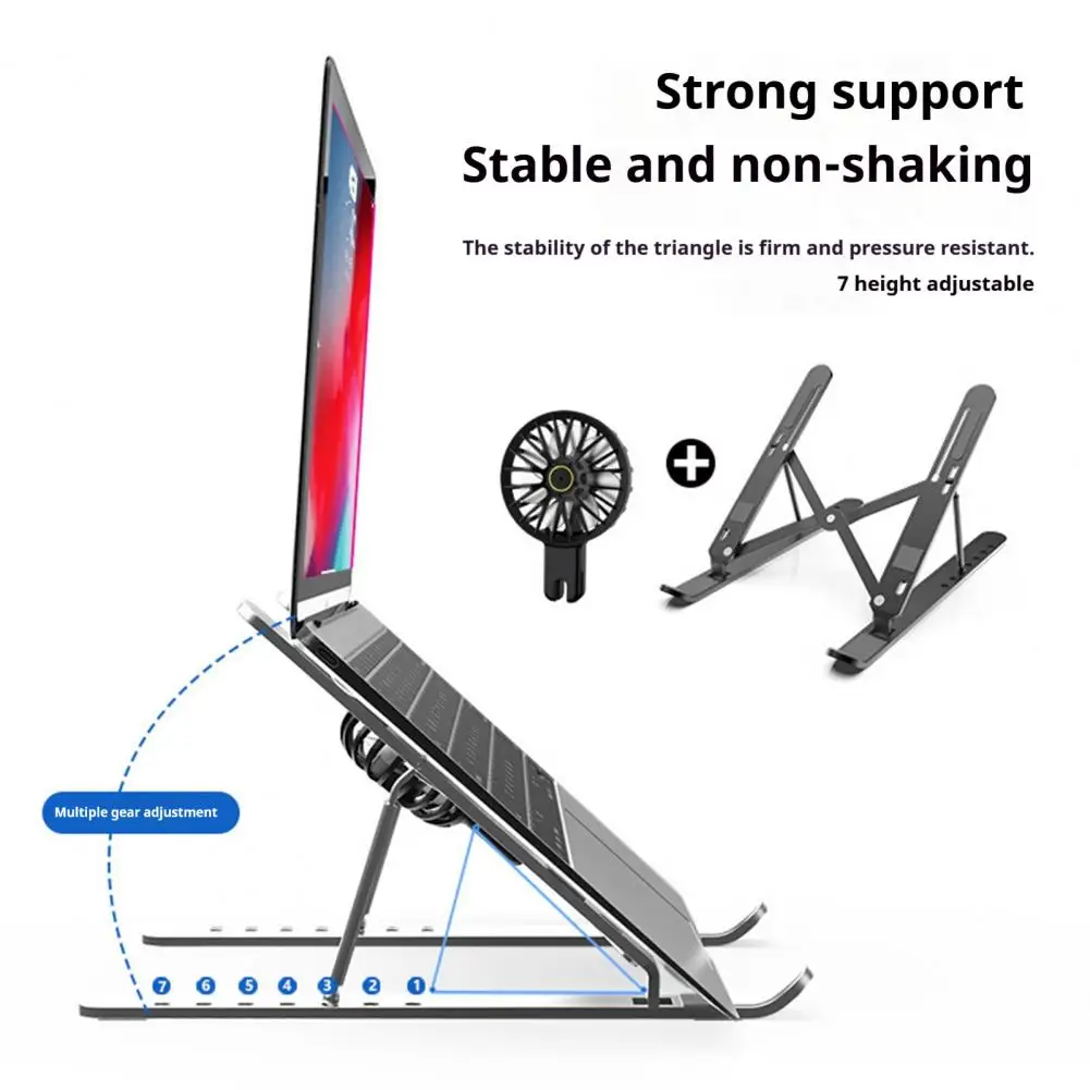 Tablet Stand Compact Tablet Stand Adjustable Laptop Stand with Fan Portable Notebook Holder High Stability Computer for Desk