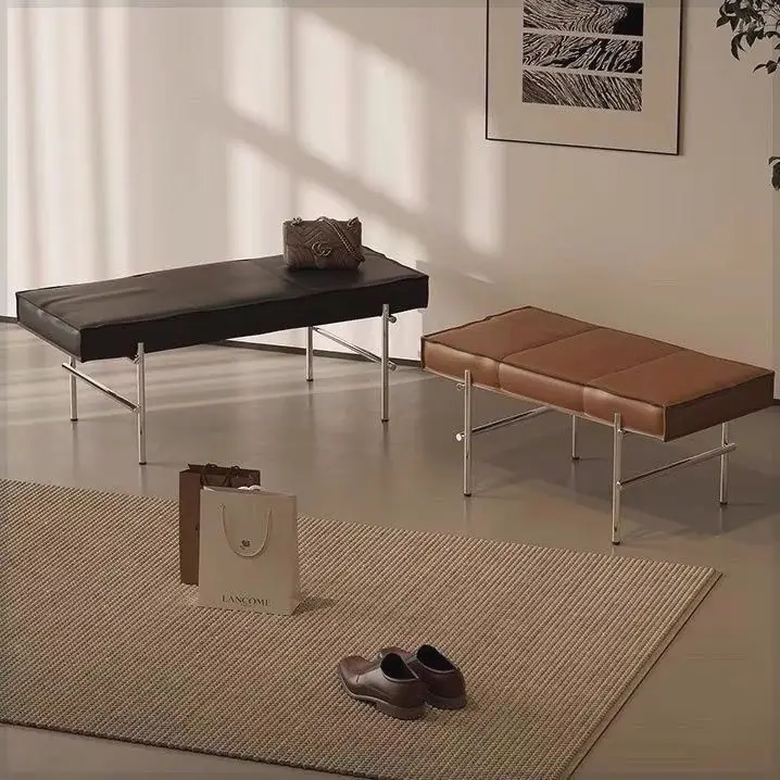 Cream style shoe changing stool for home with a luxurious and high-end feel Simple shoe bench stool for entry
