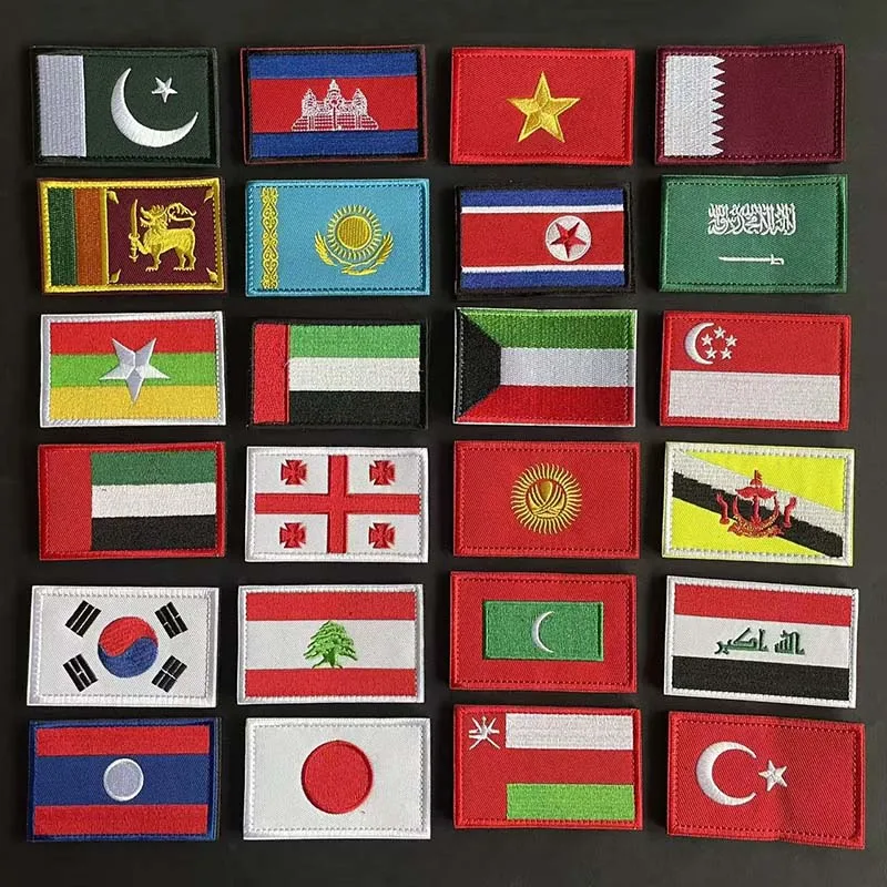 Pakistan, Korea, Libanon, Vietnam-Flaggenabzeichen, asiatische Landesflaggen, Stoffapplikation, bestickte Aufnäher, taktische Aufkleber auf Kleidung – Detail 5