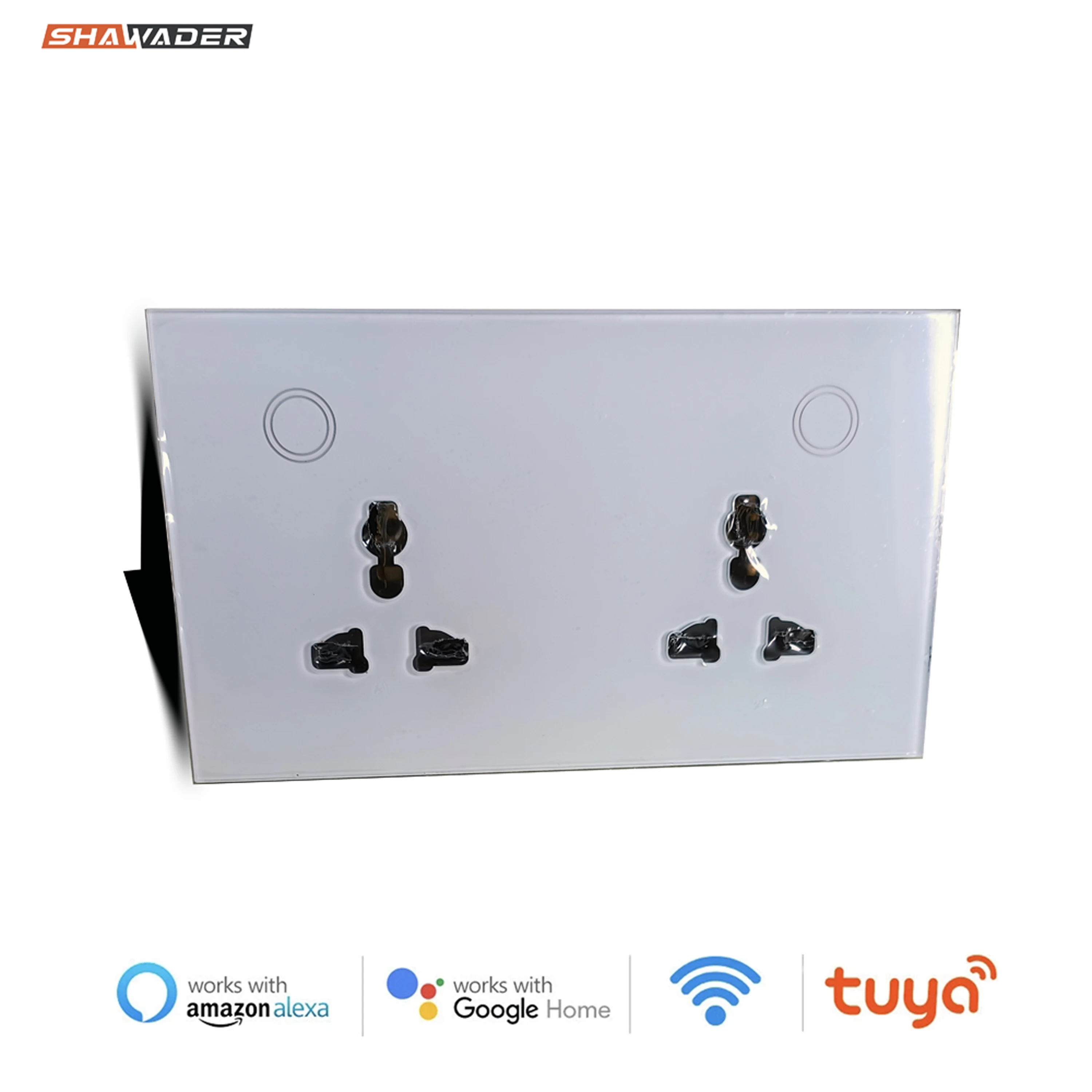 Shawader Wifi Tuya Smart Dual Outlet Wall Socket Universal Electrical Plug Wireless Power Touch Switch Alexa Google Home Office