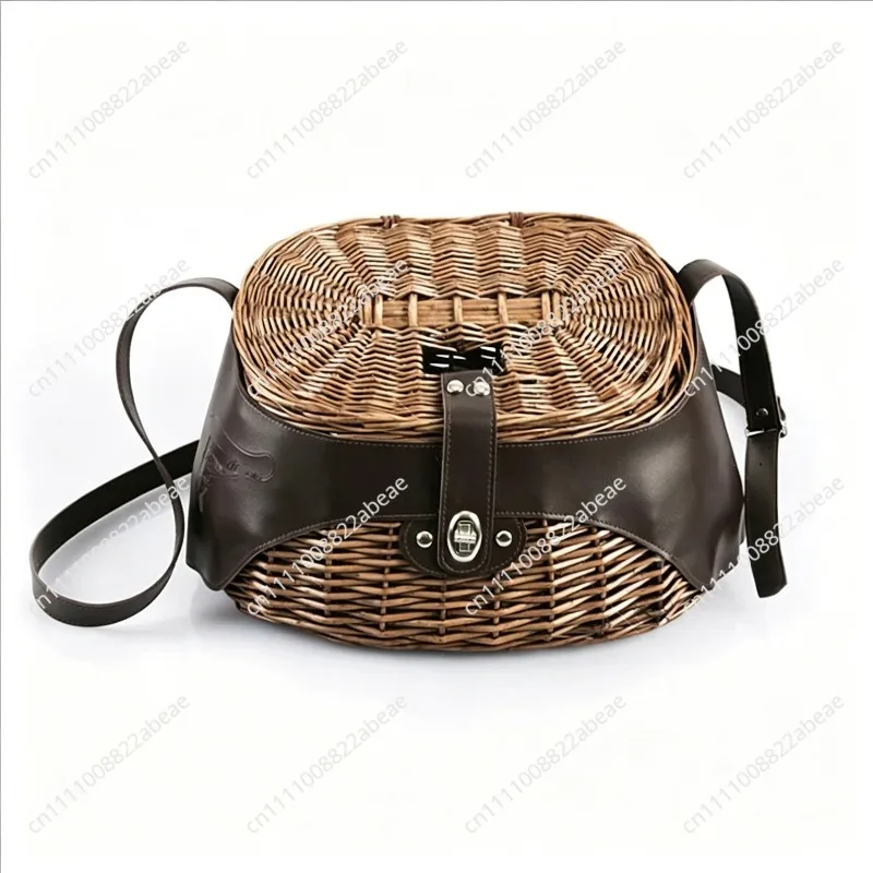 Hand Rattan Fish Basket, Wooden Fishing Bucket NEW