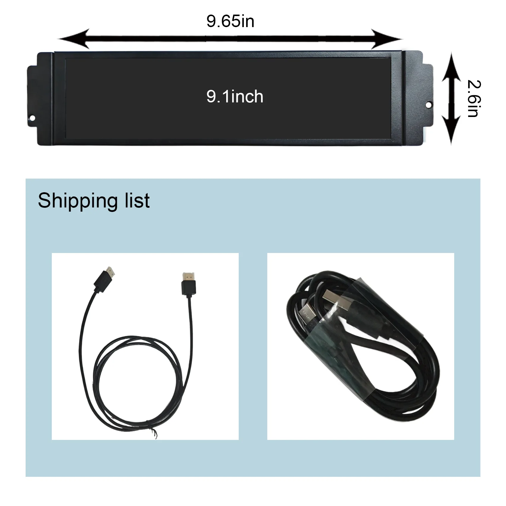 شاشة شريطية ممتدة 9.1 بوصة 462 × 1920 IPS باللون الأسود DIY D32 CPU GPU PC Case Monitor Display