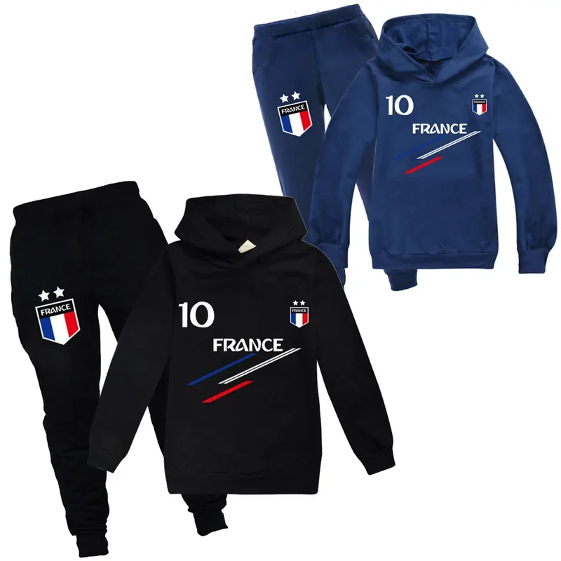 Kids Clothes Baby Boys France Football 10 Tracksuit Tops Pants 2PCS Children Boy Spring Autumn Outfits Girls Sets 2-15 Years