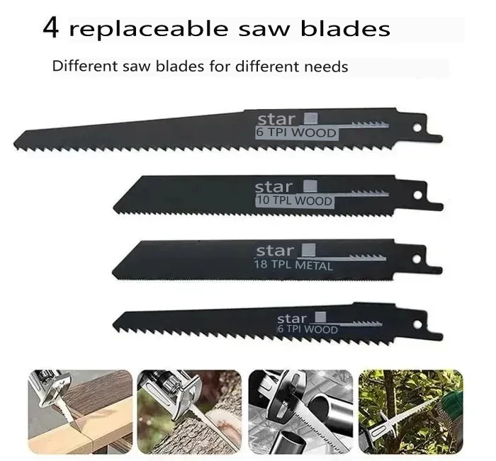 Cordless Reciprocating Saw Wood/Metal Cutter Woodworking Tool Rechargeable Electric Saw Power Tools for Makita 18V Battery