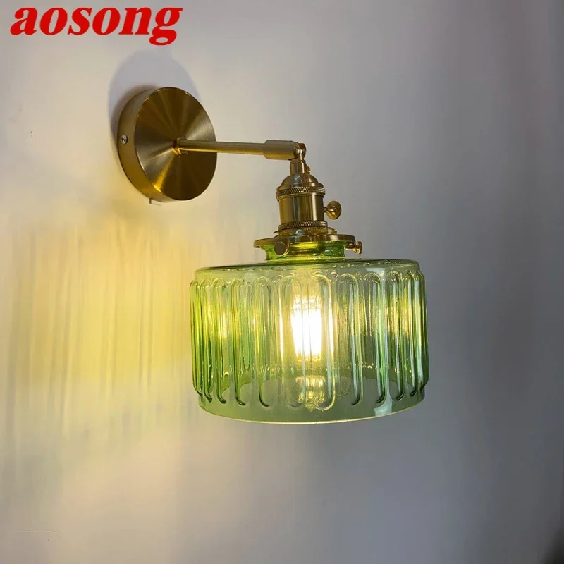 

AOSONG Nordic Brass Wall Lamp Indoor Living Room Bedroom Bedside Lamp Modern Hotel Corridor Hallway Wall Lamp