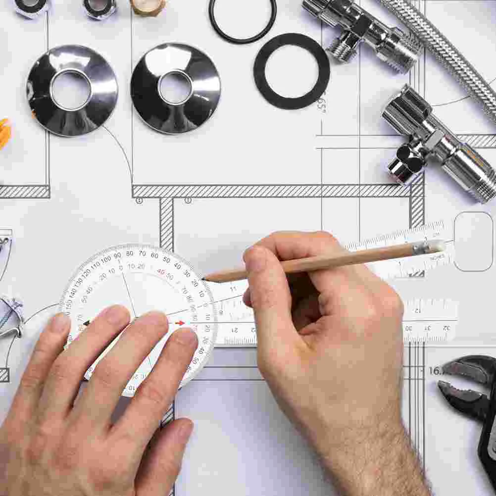 4-teiliges Winkellineal, Winkelmesser, faltbares Goniometer, Messung, Kunststoff, drehbar, klappbar, transparent