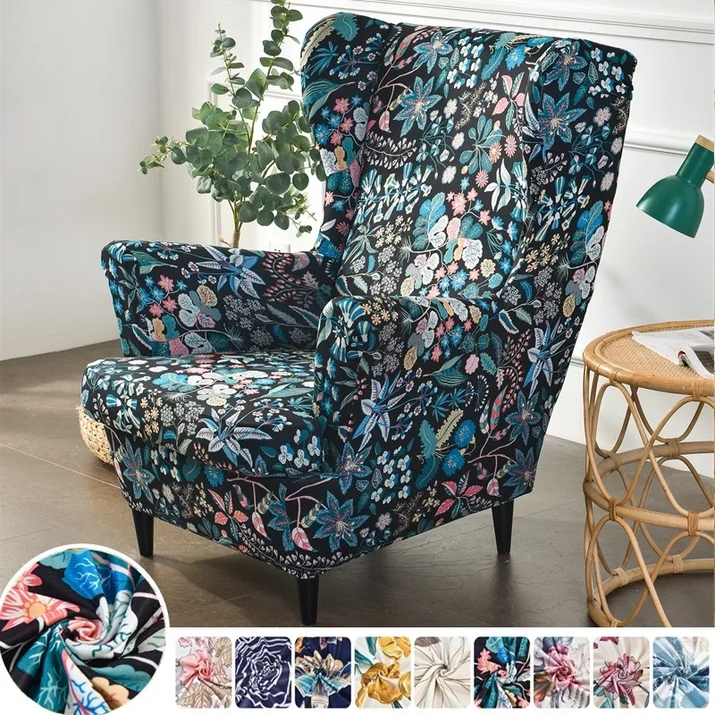 Stylu boho fotel z uszakami pokrowiec rozciągliwy Spandex Wingback pokrowiec na fotel rozluźnia się pojedyncza Sofa narzuty z pokrowce na siedzenia