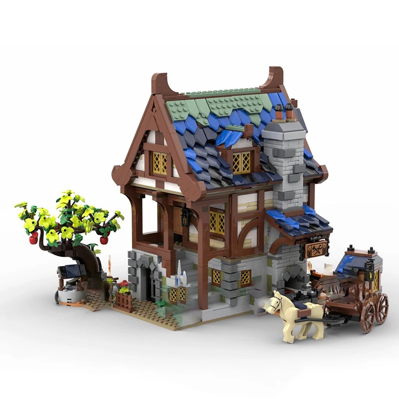 Klocki konstrukcyjne Średniowieczne domy Czarnych Strychów ​ ​ ​ ​ ​ ​ ​ Model Technologiczny Zamek Model Zrób To Sam Zestaw do Składania Prezent Konstrukcyjny