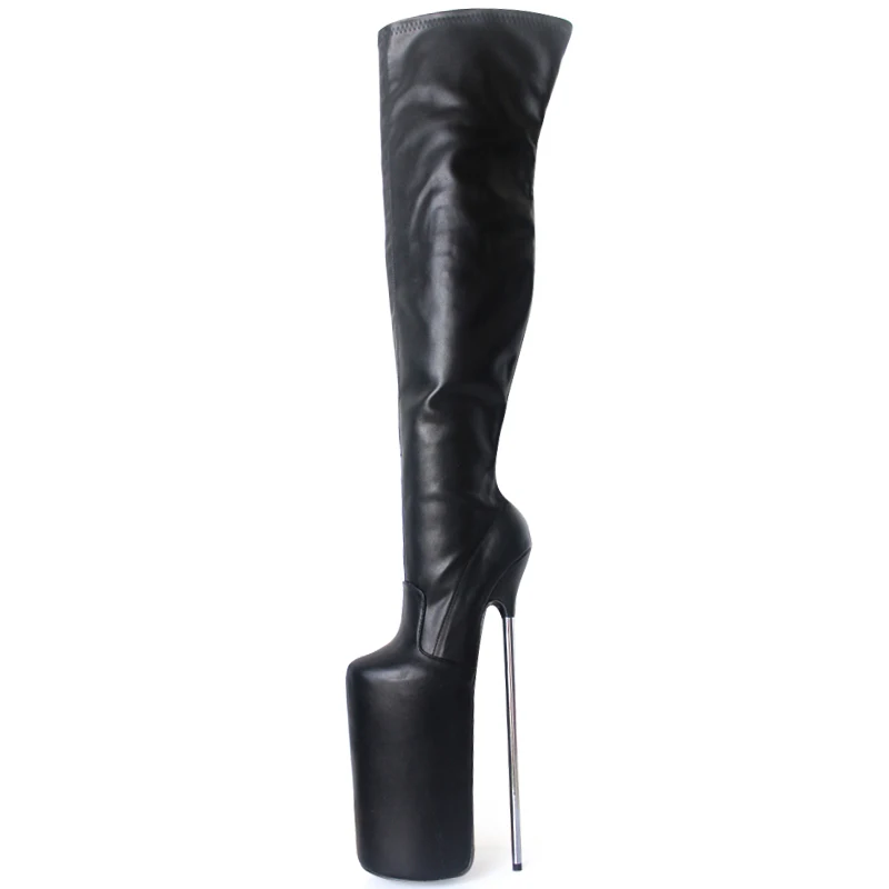 

jialuowei Women Sexy Fetish Dance Nightclub Boots 30CM Extreme High Heel Metal Heels Platform Zipper Over Knee Thigh High Boots