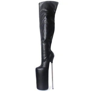 Женские сексуальные фетиш-сапоги jialuowei для танцев и ночных клубов, высокие сапоги выше колена на платформе и очень высоком металлическом каблуке 30 см с молнией
