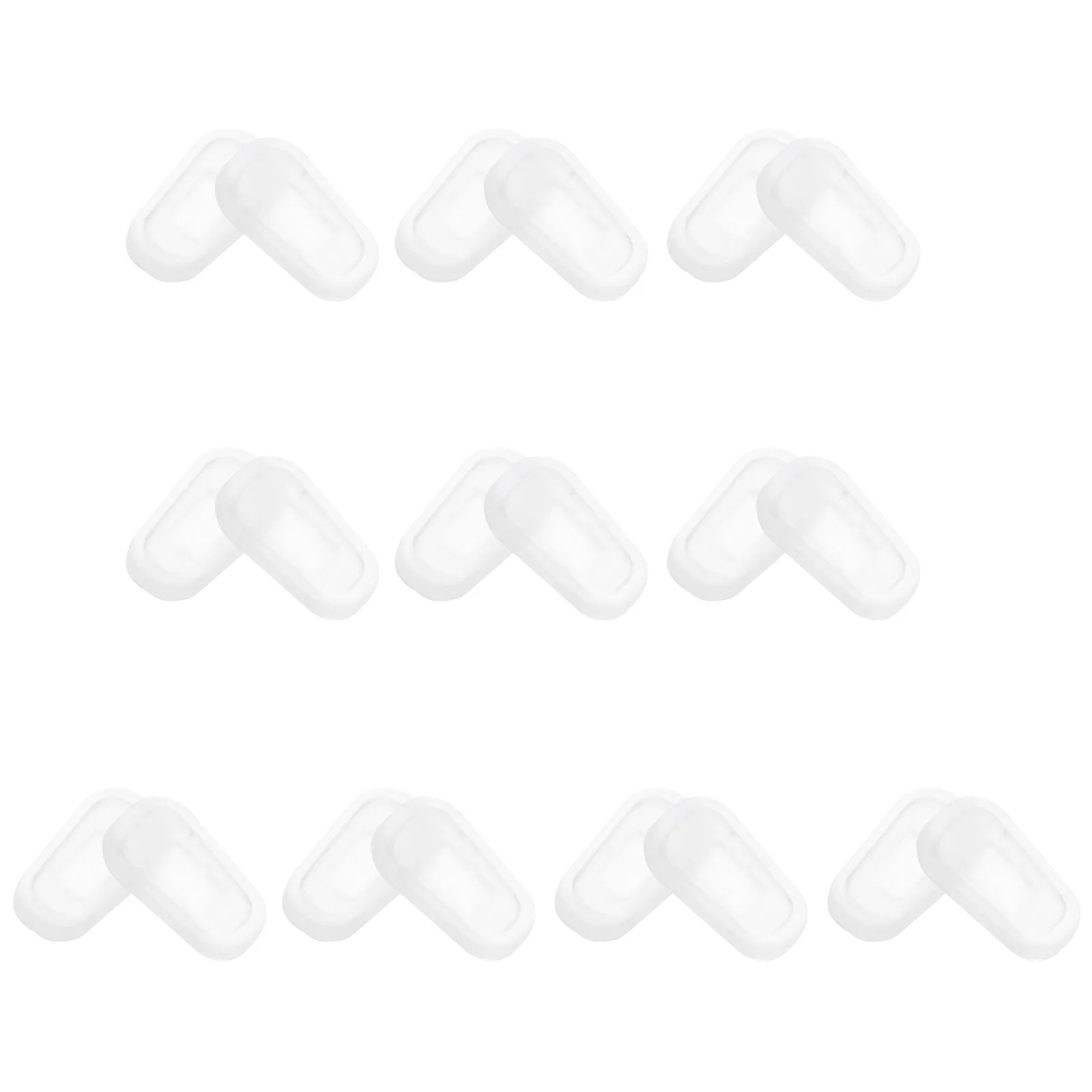 Almofadas de nariz de silicone para óculos, almofadas antiderrapantes, óculos confortáveis, antiderrapantes, remendo macio, branco, 15x07x03cm, 10 pares