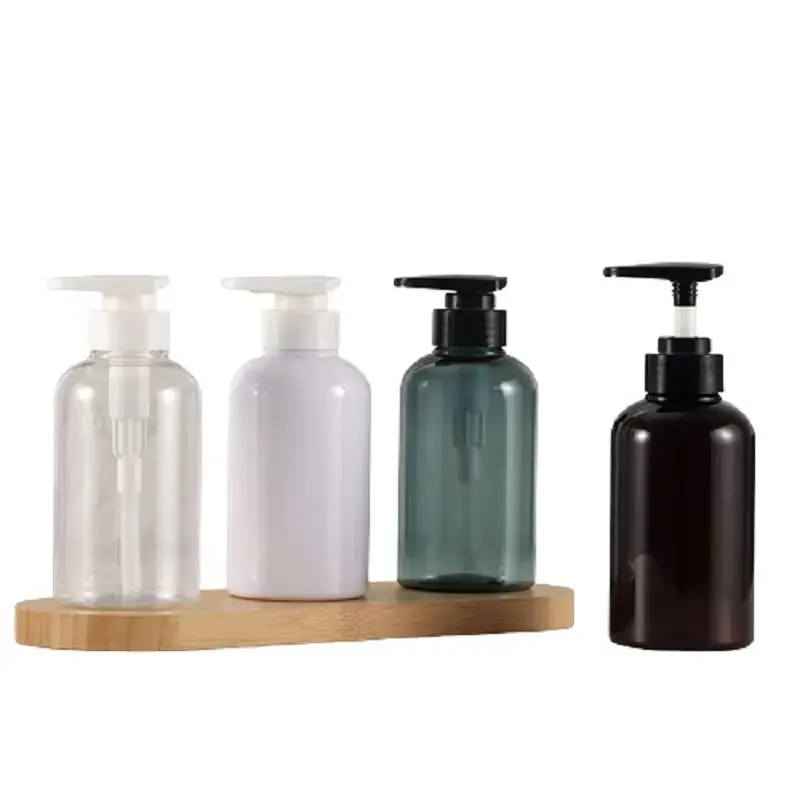 

10Pcs Plastic Bottle Packing Empty Round Shoulder PET 300ML 500ML Black White Lotion Press Pump Portable Packaging Containers
