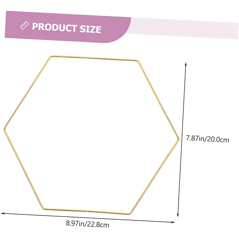 ABKO-Dream Catcher Frame Grinalda de Casamento 10 Pcs Decoração Dourada Peça Central Suprimentos Hexagonal