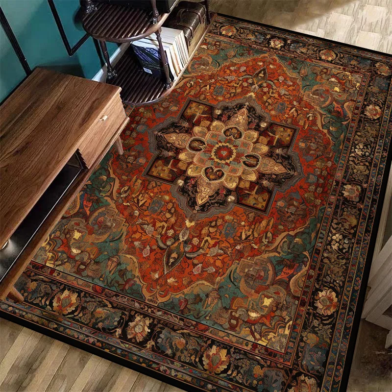 Retro Persian Large Carpet for Living Room Washable Room Decoration Home Floor Mats Bedroom Non-slip Soft Bedside Rugs Alfombra