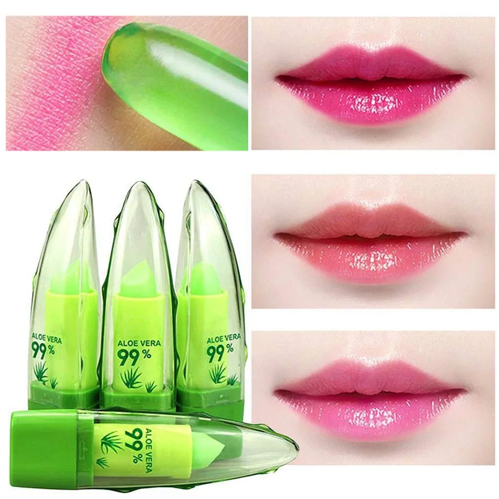 Moisturizing Long Lasting Temperature Change 99% ALOE VERA Cosmetic Jelly Lipstick Lip Gloss Makeup Lip Tint