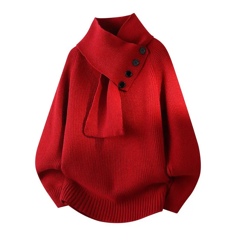 

Красный свитер для пар, мужской модный свитер свободного кроя, празднование Лунного Нового года, Год Крысы, традиционная китайская культура