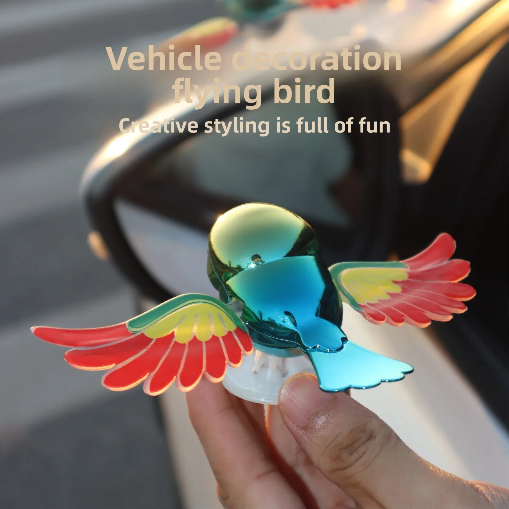 Charming Flying Bird Car Figurine - Popular Decor Toy for Cars, E-Bikes & Motorcycles, Onboard Ornament Accessory