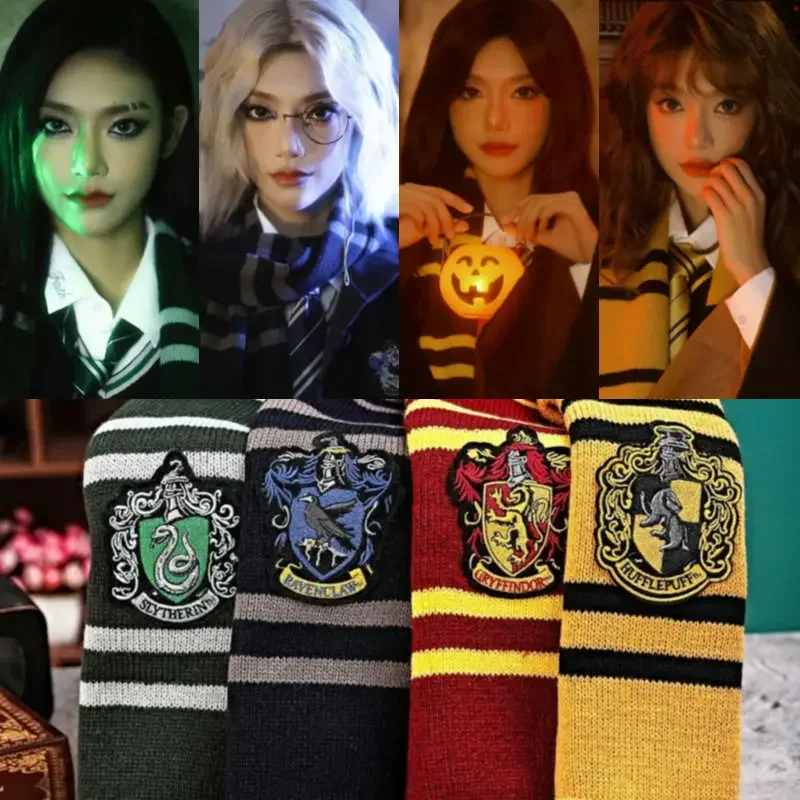 Striped Scarf Harris Cosplay Scarf Wizardry Academy Gryffindor Comfortable Clothing Accessories Badge Props Halloween Gift