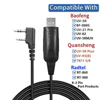 USB Programming Cable for Walkie Talkie Baofeng UV-5R 888S UV-21 Pro Quansheng UV-K58 TK11 Radtel RT-860 900 With Kenwood 2-Pin
