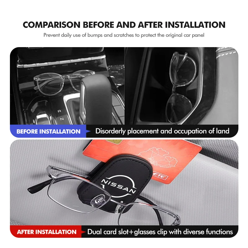 لنيسان سيارة الشمس قناع نظارات شماعات الجلود تخزين حامل كليب نافارا ألميرا سنترا المارقة باثفندر سيلفي ليف #2