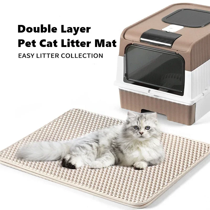 

Pet Cat Litter Mat Waterproof Double Layer Cat Litter Trapping Pet Litter Box Mat Clean Pad Products For Cats Accessories