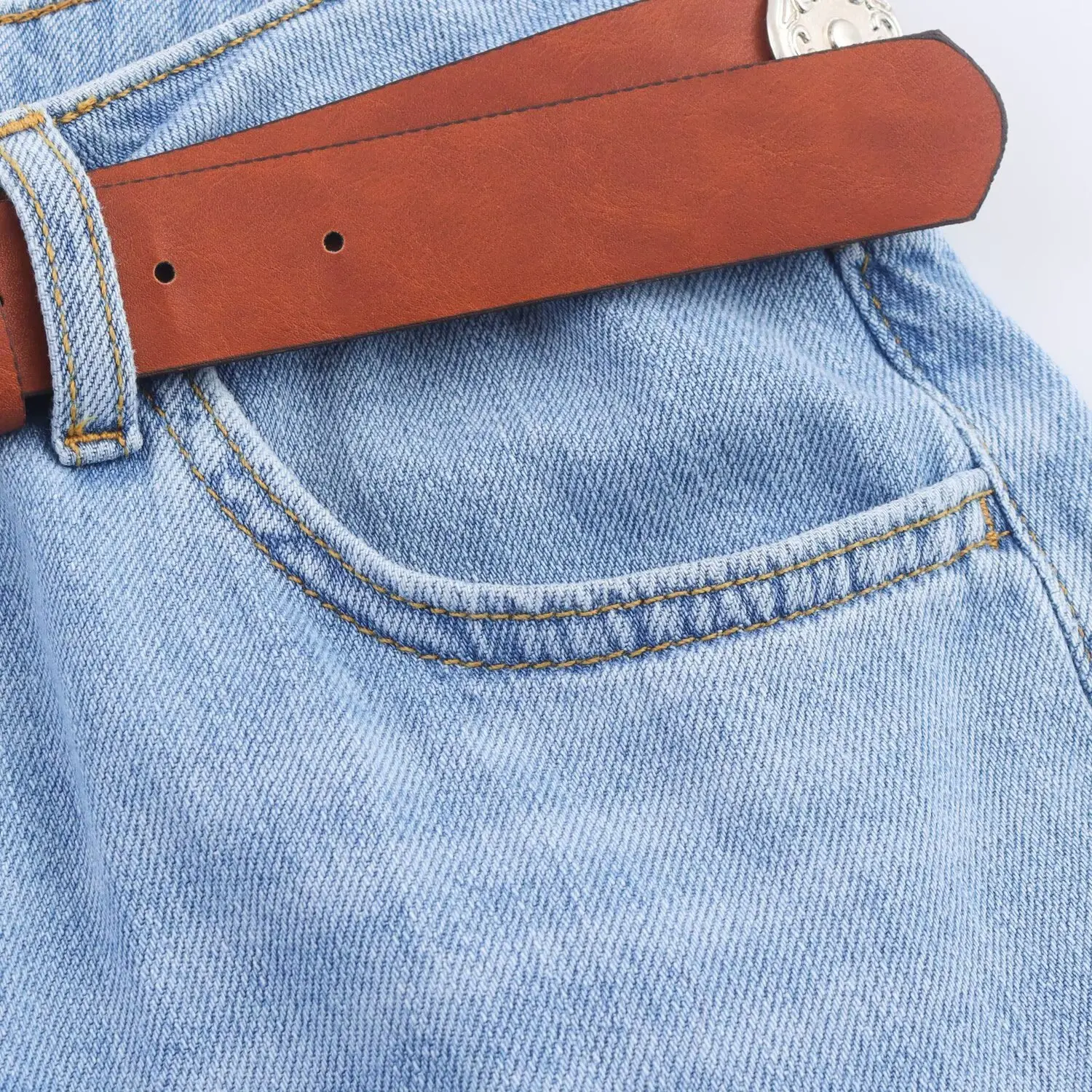 Set Celana Denim Kasual Wanita dengan Rompi Bertumpuk dan Jeans Lurus Pinggang Tinggi, Outfit Co-ord Modis