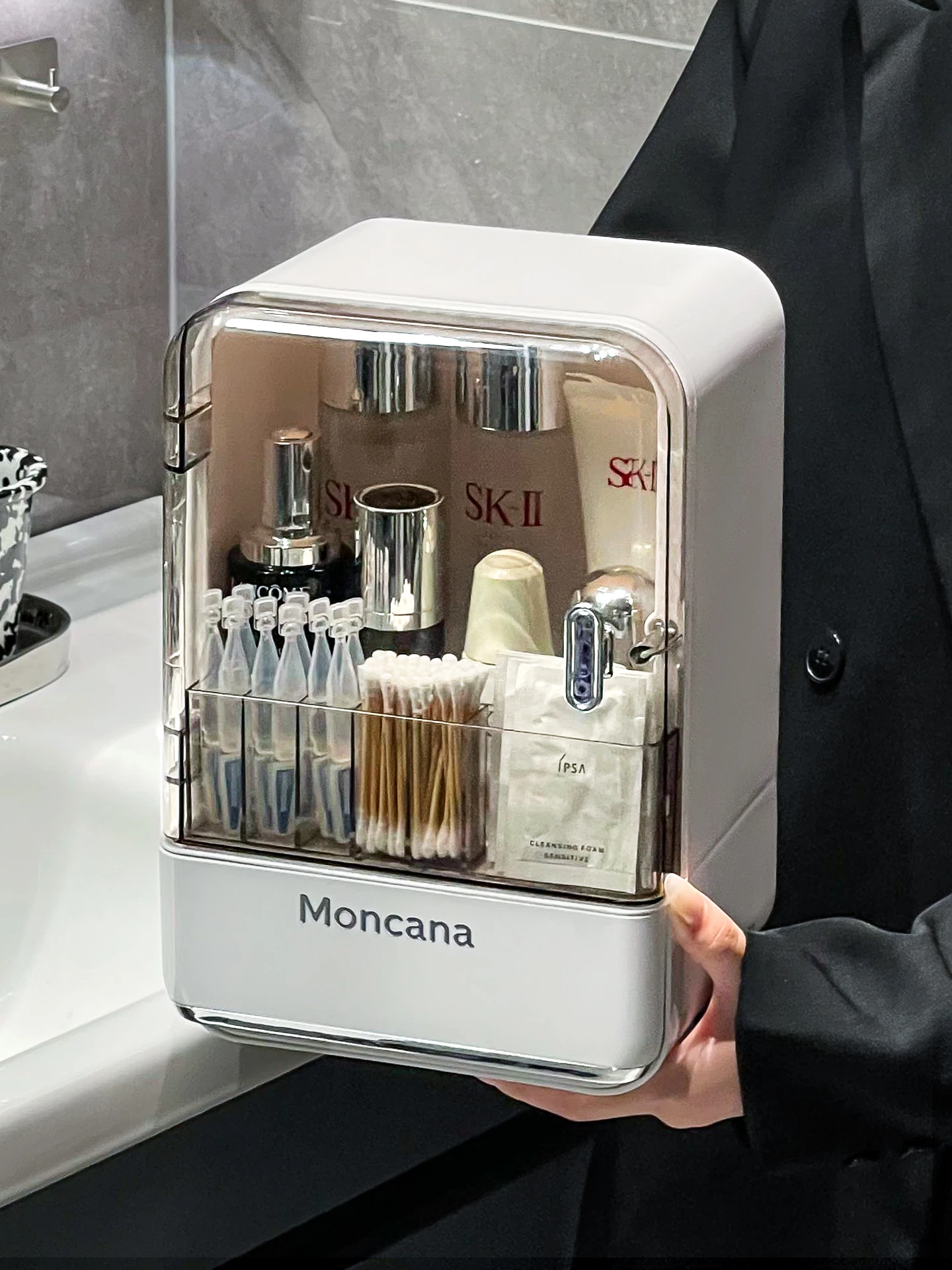 

Органайзер для косметики Batoom: Настольный контейнер для хранения, держатель для образцов уходовой косметики, роскошный прямоугольный пластиковый кейс