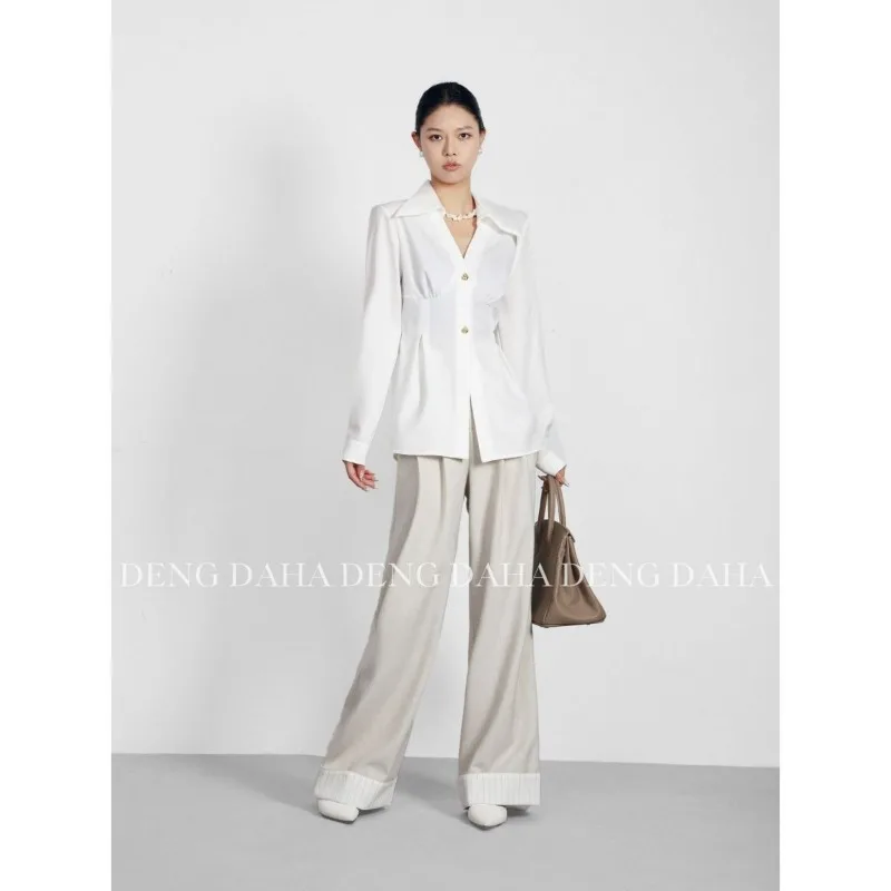 

Autumn Lapel Elegant Slim Fashion Long Sleeve Shirt for Women Blouses