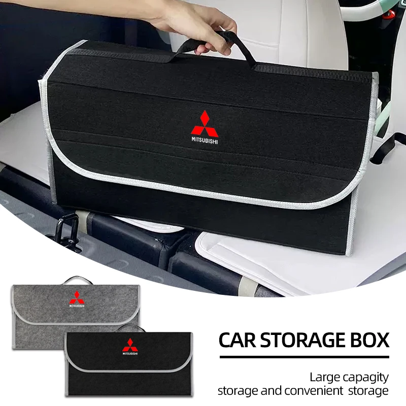 Car Soft Felt Storage Bag Organizer Cars Foldable Trunk Bag For Mitsubishi ASX Lancer L200 Pajero Sport Attrage Mirage Eclipse