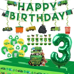 Garbage Truck Birthday Banner Trash Truck Party Supplies Waste Management Recycling Decorations Engineering Car Party Supplies