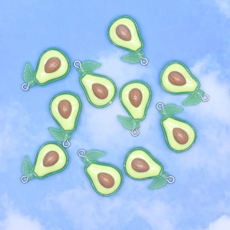 17*28mm Simulated Avocado Resin Accessories Charms Pendants Handmade  Jewelry DIY Earring Necklace Keychain