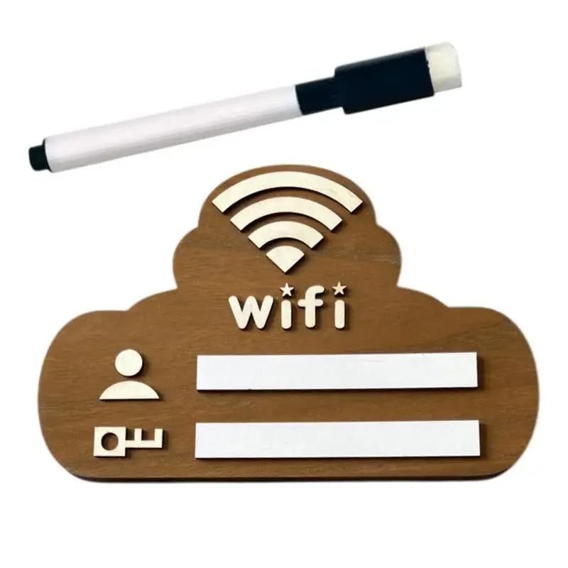 Wifi Sign Wooden Wi-Fi Board for Guests with Marker Pen Erasable Reusable Wireless Network Board Adhesive Wall Decor for shop