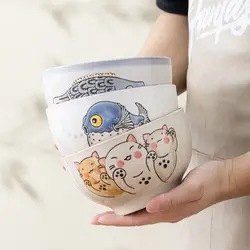 Rice bowl Rice bowl family dinner ceramic Japanese cartoon cute noodle bowl good-looking tall bowl 1PC