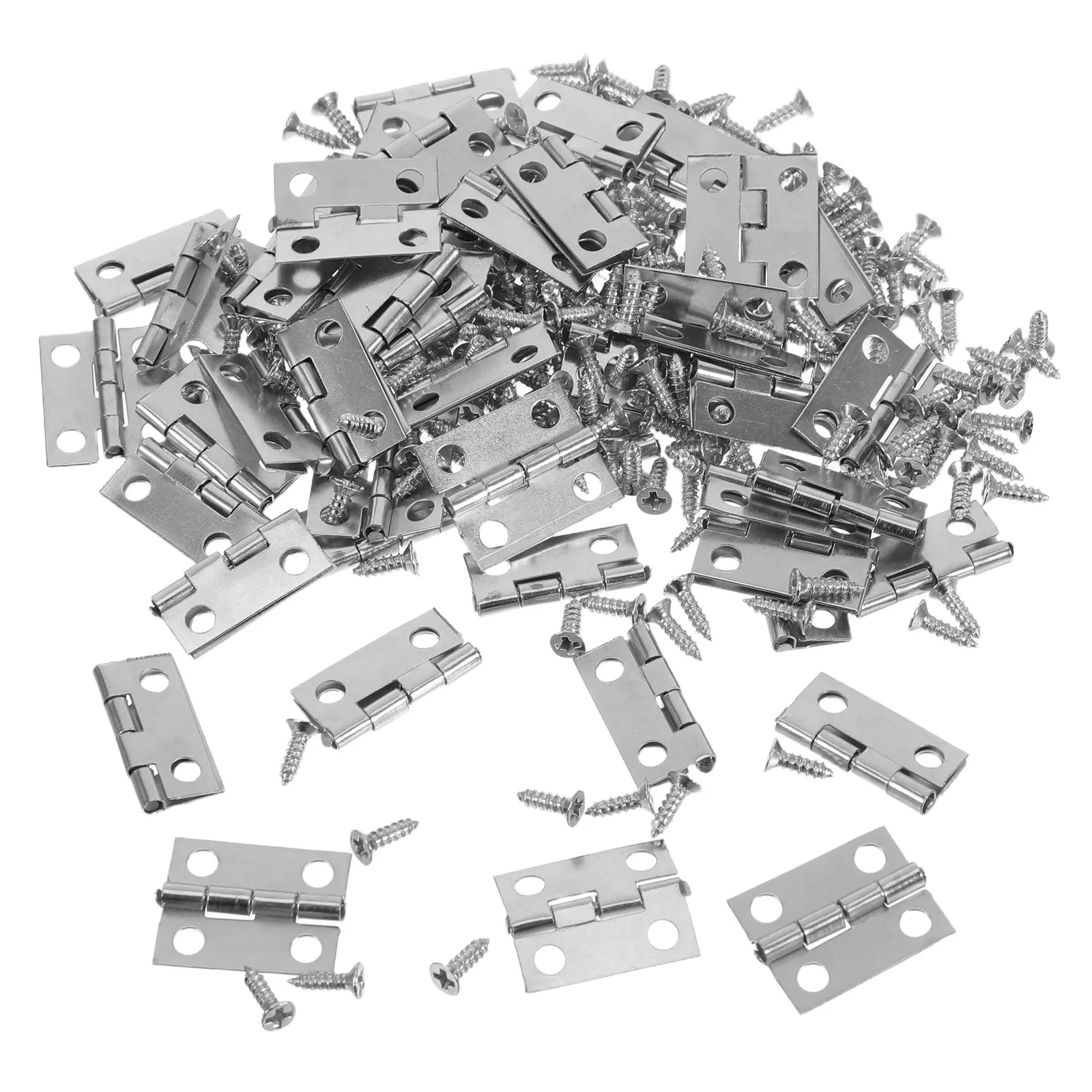 50Pcs Mini Hinges Small Iron Vintage 19mmx15mm Jewelry Box DIY Crafts Miniature Furniture Hardware Kit Screws Included