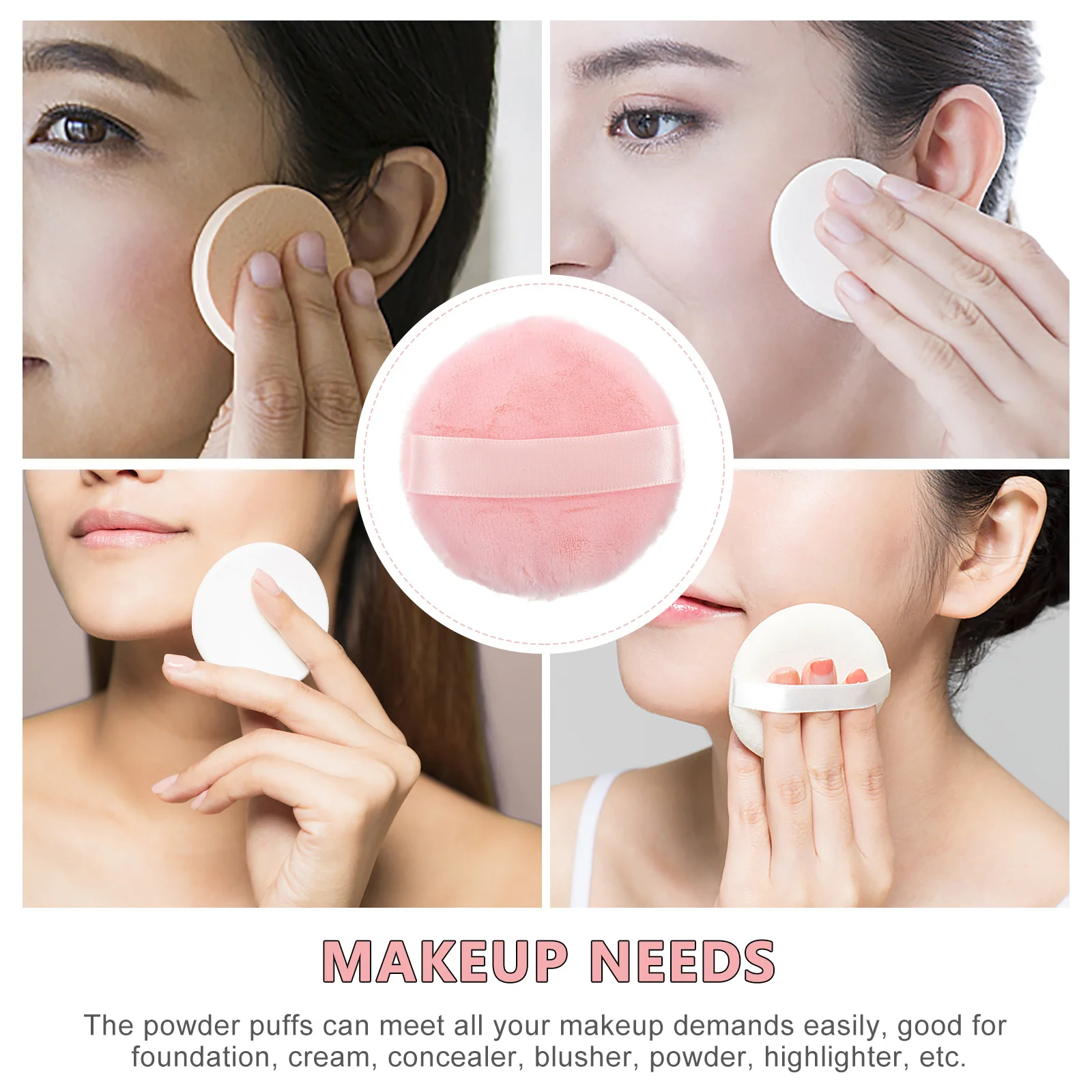 2Pcs Makeup Powder Cotton Sponge Washable Reusable Makeup Applicator for Foundation Blusher Face Powder