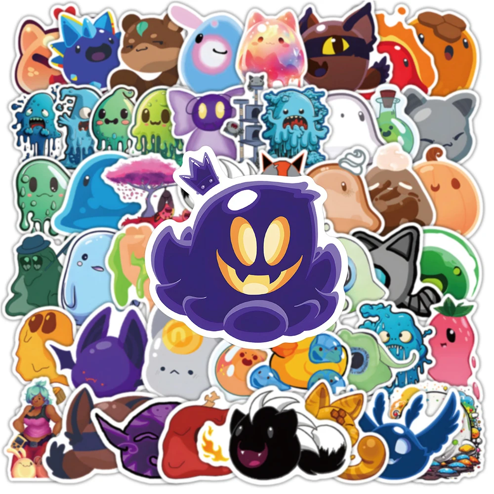 Cute Slime Rancher Jogo Adesivos para Crianças, Desenhos Animados Kawaii, Graffiti Sticker, Laptop, Telefone, Papelaria, Engraçado, Brinquedo, 10 Pcs, 30 Pcs, 50Pcs