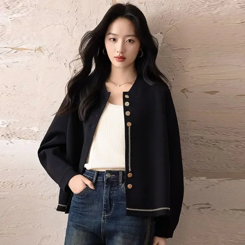 

Round Neck Korean Style Baseball Aviator Coat Woman Plain Bomber Jacket for Women High Quality New Products Clothing Promotion