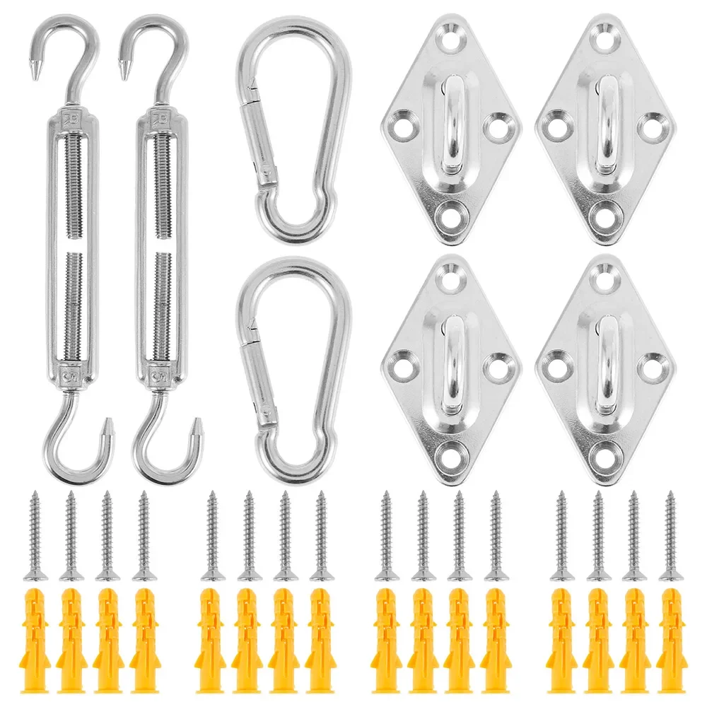 5Sets/1Set Shade Sail Fixing Kit Sun Shade Hardware Kit for Triangle Rectangle Sun Shade Sail Installation for Garden Outdoors