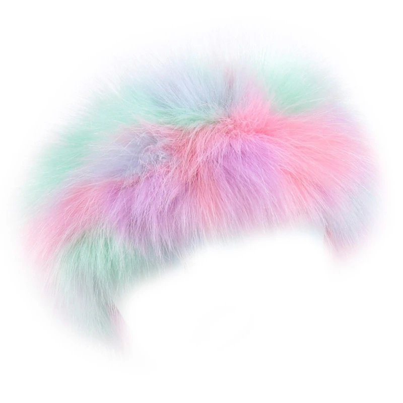 Furry Headband Winter Fluffy Hairband Colorful  Hair Headwear Cosplay Costume Props Hairhoop Skiing Hair Accessories M6CD