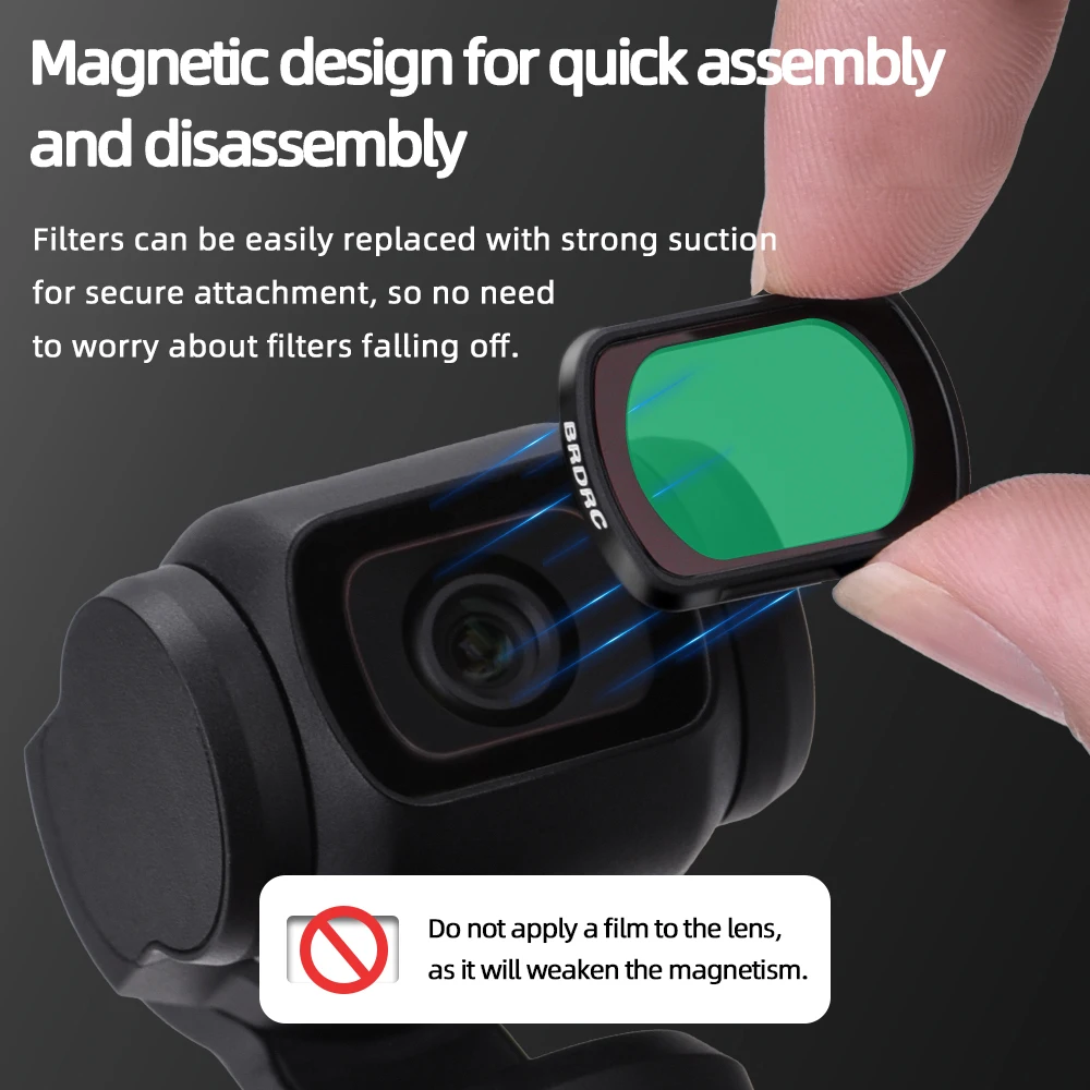 فلتر رذاذ أسود 1/4 لجيب DJI Osmo 3، ألوان جلدية ناعمة، فلتر عدسة بتصميم مغناطيسي، ملحقات كاميرا Gimbal المحمولة