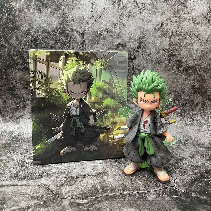 

15CM Anime One Piece Q-Version Roronoa Zoro GK Action Figure PVC Statue Desktop Model Doll Toys Kid Birthday Gifts