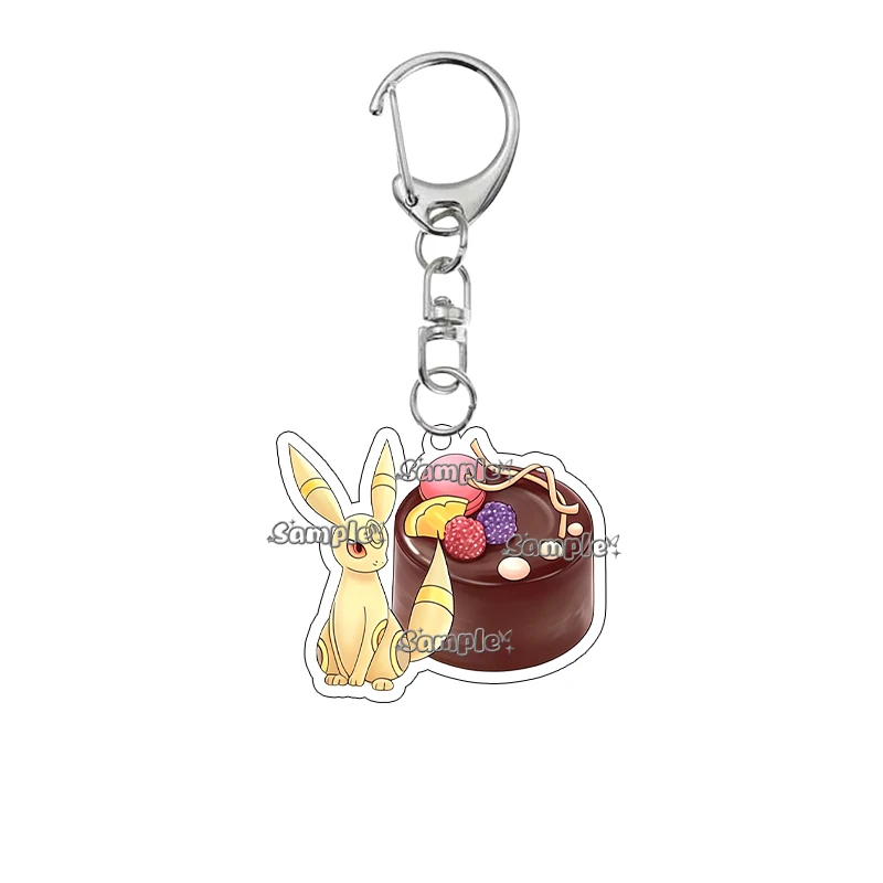 Kawaii Pocket Monsters Eevee Dessert Themed Acrylic Keychain Umbreon Jolteon Espeon Leafeon Backpack Charm Anime Bag Accessory view 5