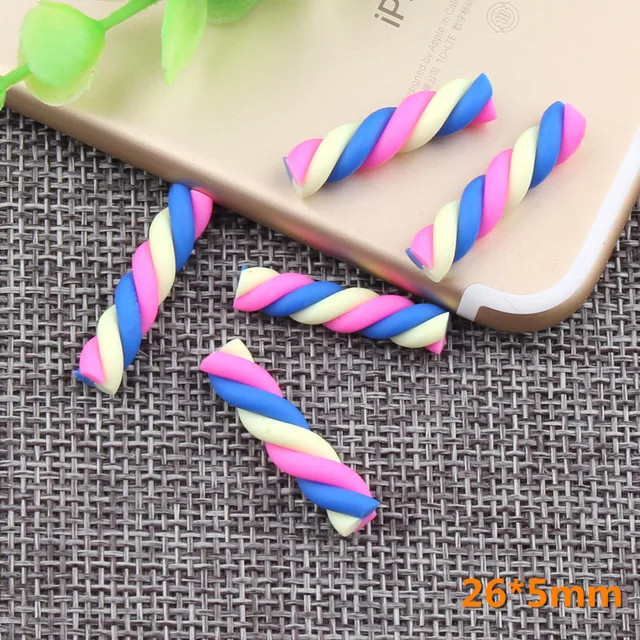 10 stücke Kawaii Spirale Marshmallow Süßigkeiten Polymer Clay Cabochon Flatback Für DIY Telefon Dekoration – Detail 31