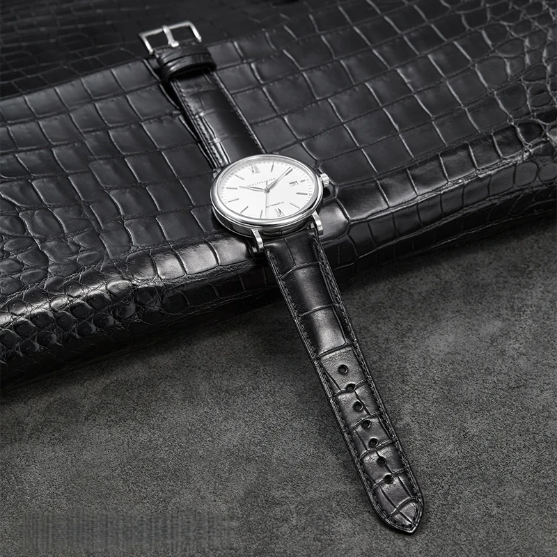 Correa de reloj de piel de cocodrilo auténtica para reloj Omega con logotipo personalizado de 19mm, 20mm, 21mm y 22mm, correa de reloj resistente al agua de piel de cocodrilo