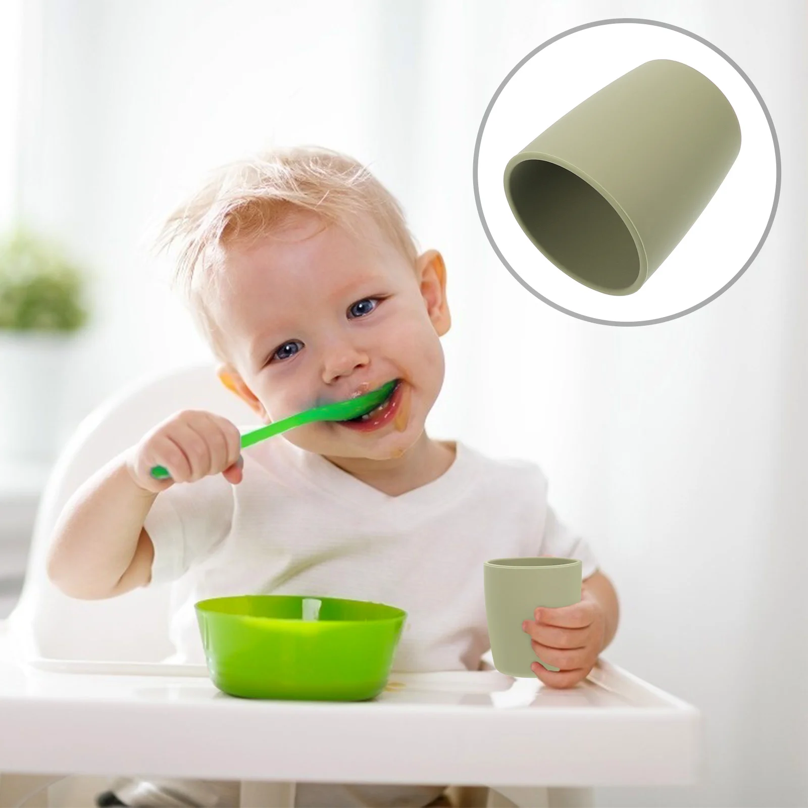 

1pc Baby Silicone Food Grade Safe Training Cup For Infants Toddlers Smooth Grip Learning Drinking Water Feeding Cup