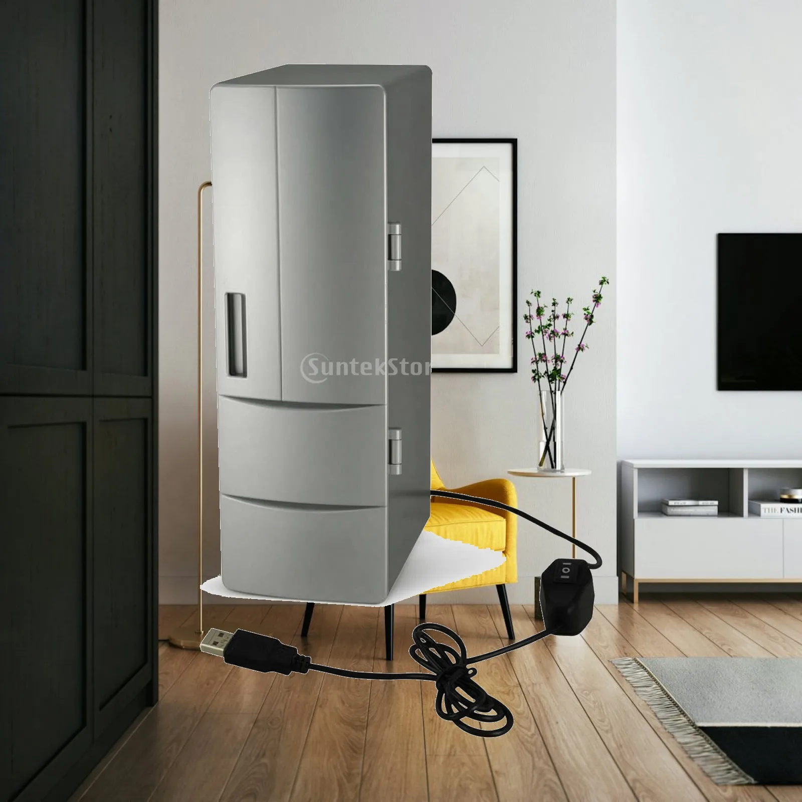 USB Mini Fridge No Batteries Required Can Chiller with Heater Small