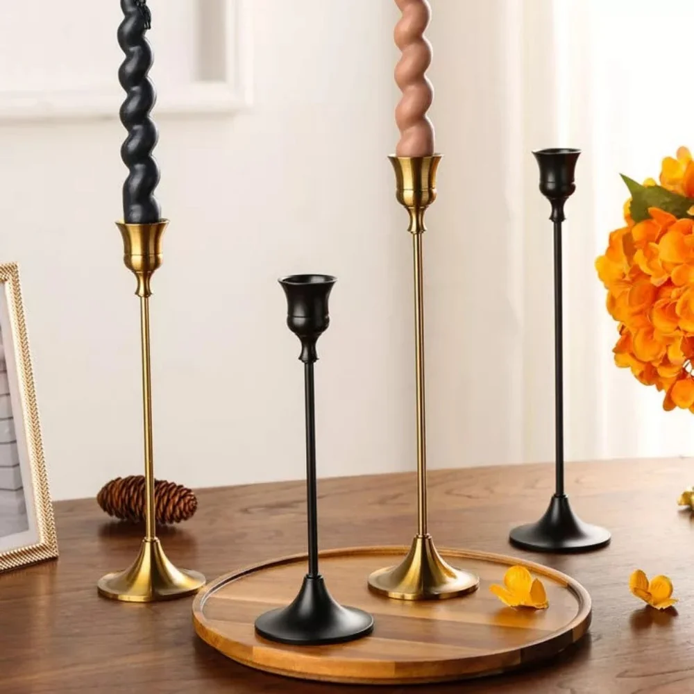 3Pcs/set Tulip Nordic Candlesticks Gold Candlestick Candle Holder Dinner Decor