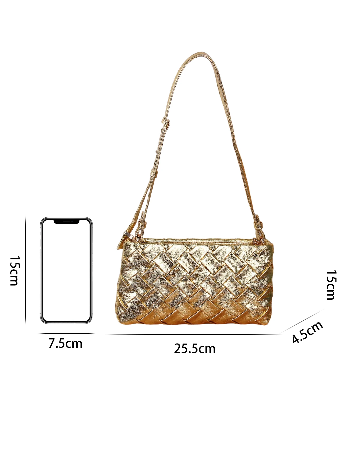 2024 new fashion elegant handbag trend burst crack gold woven embossed shoulder bag minimalist lightweight Joker bag.